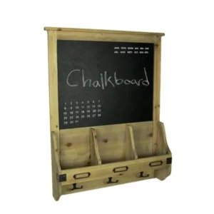 Rustic French Farmhouse Style Wooden Chalkboard Mail Center Organizer Key Rack