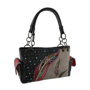 Embroidered Feathers & Bling Studded Concealed Carry Purse