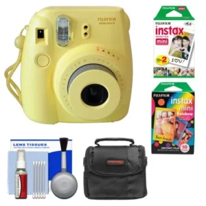 Fujifilm Instax Mini 8 Instant Film Camera (Yellow) with Instant Film & Rainbow Film + Case + Cleaning Kit