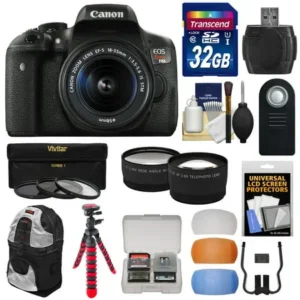 Canon EOS Rebel T6i Wi-Fi Digital SLR Camera & EF-S 18-55mm IS STM Lens with 32GB Card + Backpack + Tripod + Filters + Tele/Wide Lenses + Kit