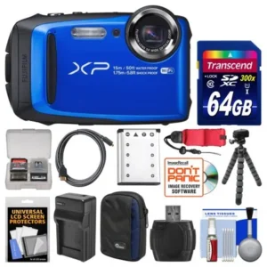 Fujifilm FinePix XP90 Shock & Waterproof Wi-Fi Digital Camera with 64GB Card + Case + Battery & Charger + Flex Tripod + Strap + Kit