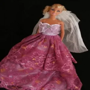 BUYS BY BELLA Purple Barbie Sized Doll Wedding Dress