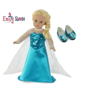 fits 18" american girl dolls | princess elsa frozen inspired dress | 18 inch doll clothes outfit costume gown