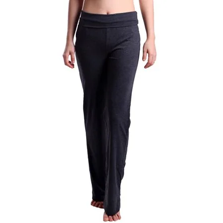 HDE Foldover Athletic Yoga Pants Gym Workout Leggings (Charcoal Gray, Medium)