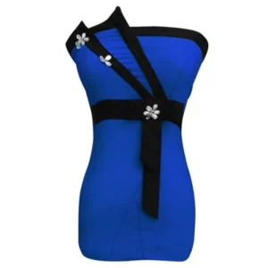 Allegra K Juniors Strapless Bowknot Accent Stretch Bust Mini Corset Black Dress (Size S / 3)