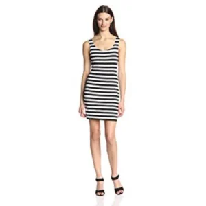 Allegra K Women's Deep U Neck Bar Striped Tank