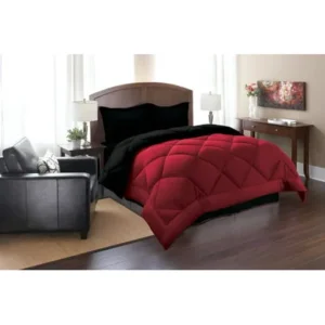 Elegant Comfort Goose Down Alternative Reversible 3pc Comforter Set- Available In A Few Sizes And Colors , Full/Queen, Black/Burgundy