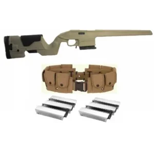 ProMag Desert Tan AA9130 Archangel Stock Mosin-Nagant M1891, 91/30, M-38 M-44 T-53 Carbines, M-39 and Carbines + Ultimate Arms Gear Khaki Tan 10 Pocket Belt + 10 Pack Stripper Clips 7.62x54R