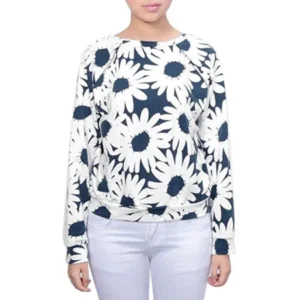Unique Bargains Lady Casual Long Raglan Sleeve Floral Prints Sweatshirt