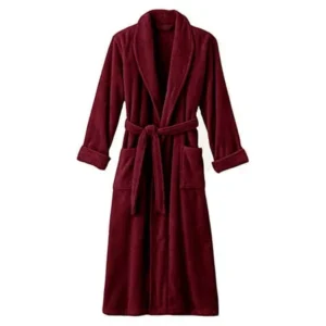 Hotel Luxury Reserve Burgundy Terry Velour Bathrobe For Women