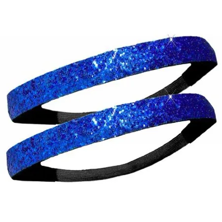 2 PACK: Activewear Apparel Glitter Headbands Multiple Colors Available (2 - Royal Blue)
