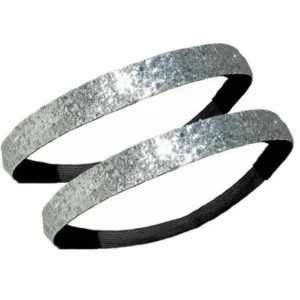 2 PACK: Activewear Apparel Glitter Headbands Multiple Colors Available (2 - Silver)