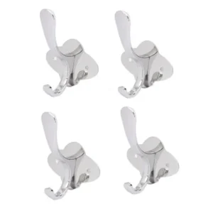 Unique Bargains Home Towel Shopping Bag Stainless Steel Wall Mount Hanging Hook 4pcs