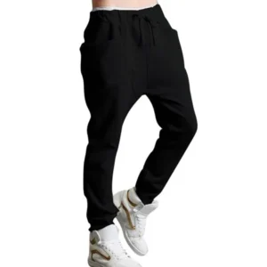 Unique Bargains Men's Funnel Pockets Drop Crotch Drawstring Sweatpant