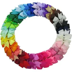 qinghan 40pcs 3'' grosgrain ribbon pinwheel boutique hair bows clips for baby girls teens toddlers kids children