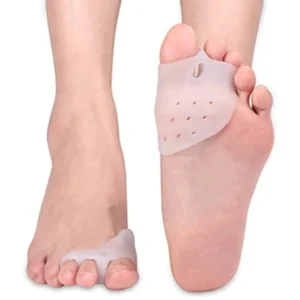 Gel Toe Separator Protector Bunion Relief with Forefoot Cushion Pad, 3-Toe Holes Toe Spacer Hallux Valgus Big Toe Straighter Spreader Stretcher Corrector Easy Wear in Shoes for Men and Women(1 Pair)