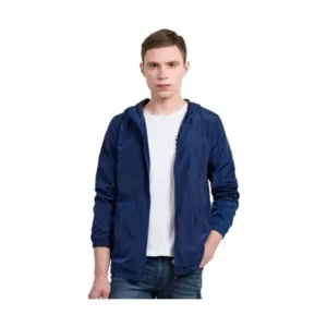 Men's Long Sleeve Zipper Front Windbreaker Hoodie Full Lining Jacket