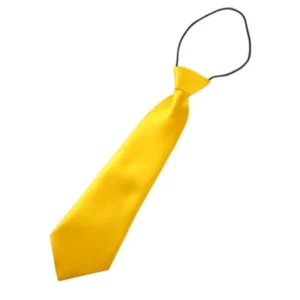 Elastic Yellow Polyster Satin Finish Children Neck Tie