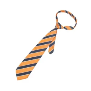 Unique Bargains Orange Blue White Polyester Diagonal Stripes Design Self Tie Necktie