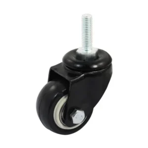 Unique Bargains Threaded Stem 1.5" Round Wheel Rotatable Shopping Trolley Caster Black