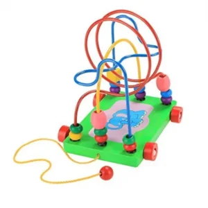 Arshiner Hot 1PC Baby Wooden Mini Around The Beads Wire Maze Multi Color Educational Toddler Toy