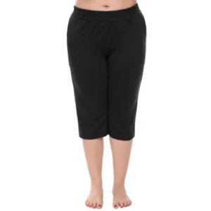 Cyber Week SALE ! Women Plus Size Elastic Waist Solid Slim Athletic Capri Pants PESTE