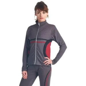 LA Society Womens Yoga Fitness 3 Piece Grey/Burgundy/Black Work Out Suit