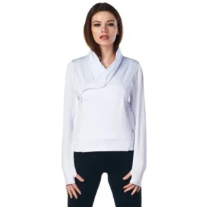 LA Society LA Society Women's White Yoga Sport Fitness Running Wrap Zipper Design Jacket White Small