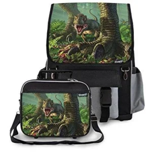 baby wee t-rex dinosaur school backpack & lunchbox for boys, girls, kids (black)