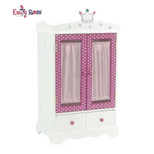 18 inch doll wish crown storage | doll armoire closet furniture | fits 18" american girl dolls - storage for 18 inch doll clothes & dresses