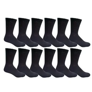 12 Pairs of Excell Boys Youth Value Pack Cotton Sports Athletic Childrens Socks (9-11, Black)