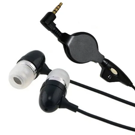 Retractable Headset Hands-free Earphones w Mic Metal Earbuds Headphones In-Ear Wired [3.5mm] [Black] Y3O for LG X Venture - Microsoft Lumia 650 950, Surface 2 3 10.8 Pro 2 3 4 - Motorola Droid Maxx 2