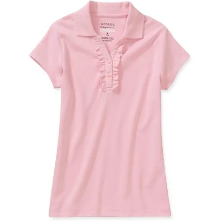 George Girls' School Uniforms, Short Sleeve Ruffle Polo Shirt