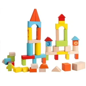 52 PCS Colorful Baby Wooden Blocks Set Stacking Block Digital Building Learning Block Educational Toys MAEHE