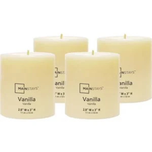 Mainstays 3" Pillar Vanilla Scented Candle, Set of 4