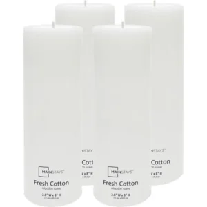 "Mainstays 8"" Pilllar Fresh Cotton Scented Candle, Set of 4"