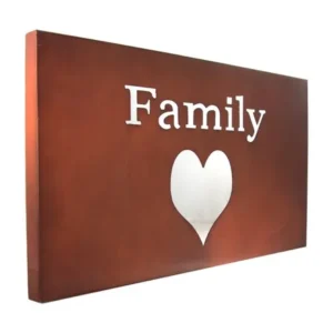 Family Heart Metal Wall Art Love Motivational Word Sign Decor Plaque Home 22x12