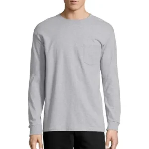 Hanes Men's Tagless Long Sleeve Pocket Tee