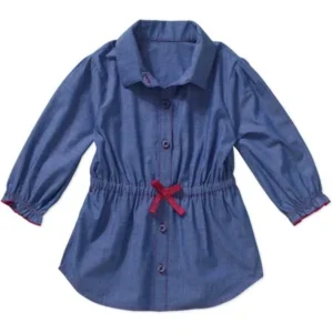 Healthtex Toddler Girls' Cinched Waist Chambray Woven Tunic Top