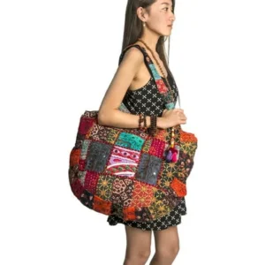 Hippie Handmade Shoulder Beach Bag Tote Boho Chic Patchwork Embroidered Purse Red