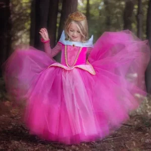 Fairy Princess Dress Sleeping Beauty Aurora Ball Gown For Girls Halloween Costume Kids Party Wear Tulle Dress Christmas Gift 47"