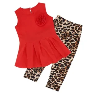Dailydeal Girls Outfit Sets, Summer Clothing Sets Girl kids Clothes Waist Pleated Dress +Pants