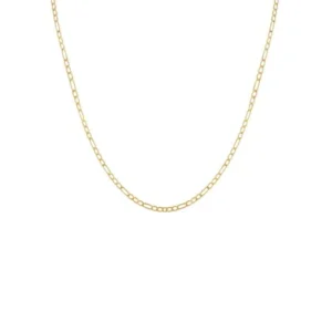 Brilliance Small Solid Figaro Link 10K Yellow Gold Necklace, 18"