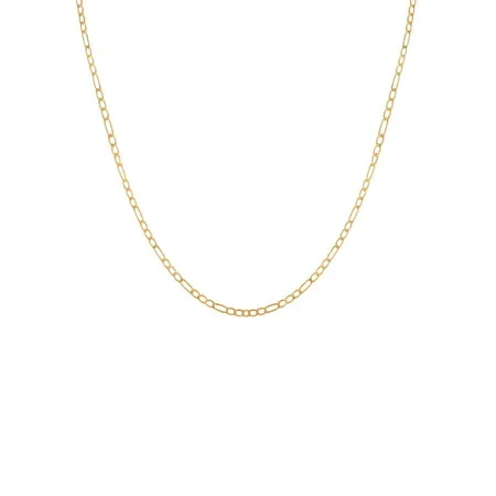 Brilliance Small Solid Figaro Link 10K Yellow Gold Necklace, 18"