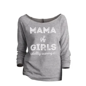 Thread Tank Mama Of Girls Women's Slouchy 3/4 Sleeves Raglan Sweatshirt Sport Grey Small