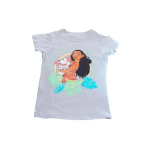 Kids Girls Short Sleeve Disney Moana Beauty And Beast T-Shirts Mab-XS-Grey