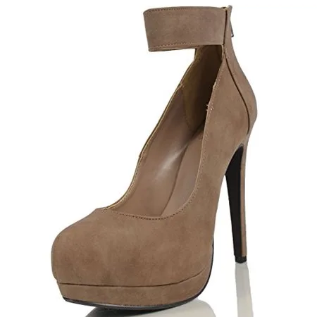 Delicious Women's Milian Almond Toe Ankle Strap Platform High Heel