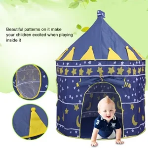 Kid Play Tent, Folding Play House Tent Child Kids Portable Play Castle Toys Games Great Gift, Blue