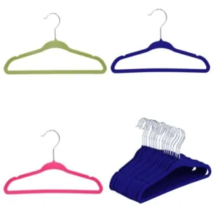 Hot Sale 20pcs Non-Slip Kids Children Child Baby Coat Clothes Hangers Velvet Flocking Blue