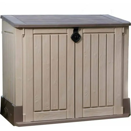 Keter Store-It-Out Midi 30-Cu Ft Resin Storage Shed, All-Weather Plastic Outdoor Storage, Beige/Taupe